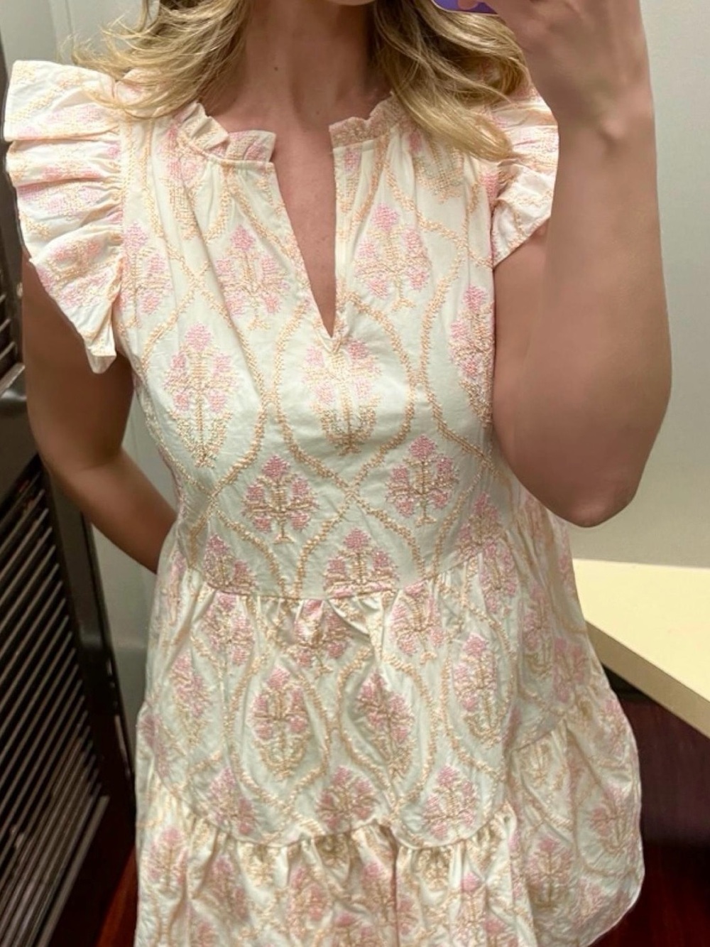 A Loves A floral tiered ruffle sleeves knee length dress. - Picture 1 of 5